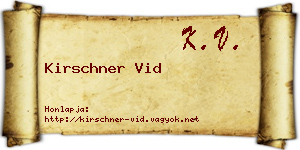Kirschner Vid névjegykártya
